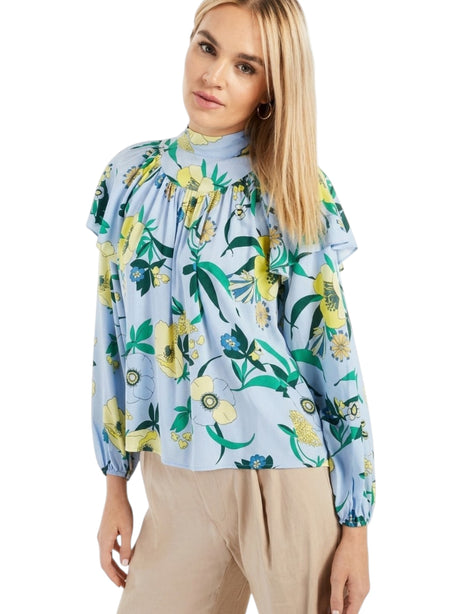 Image for Women's Floral Printed Top,Blue