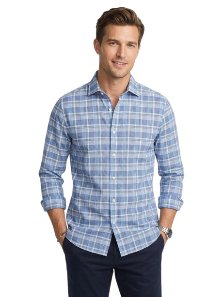 Image for Men's Plaid Dress Shirt,Blue