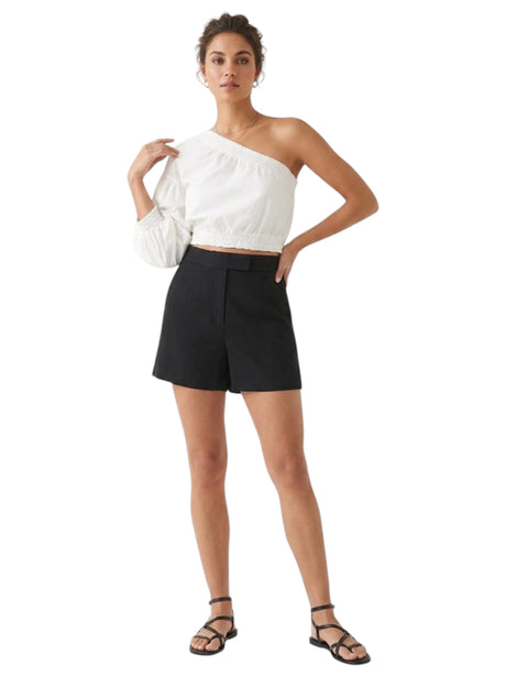 Image for Women's Plain One Cold Shoulders Top,White