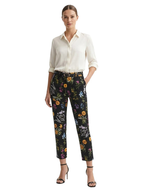 Image for Women's Floral Printed Pant&Belt,Black