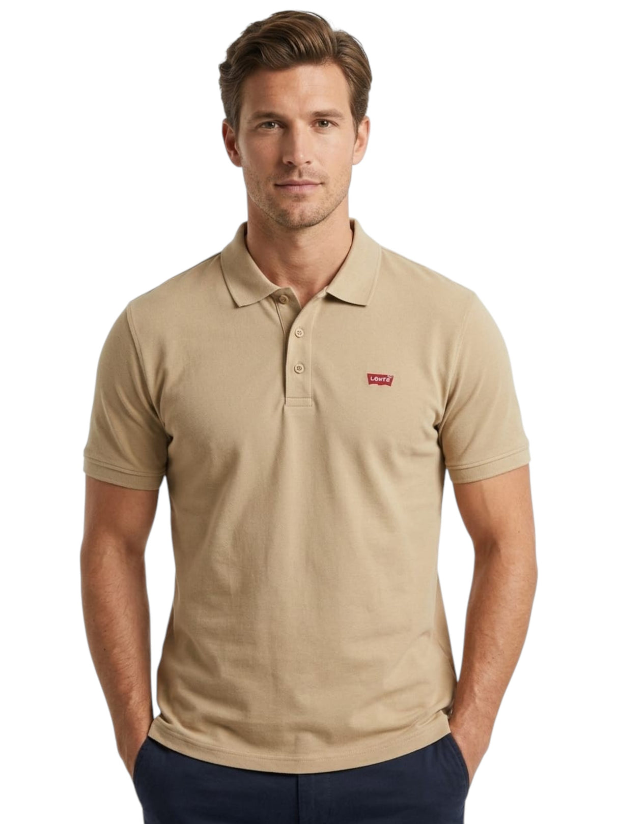 Image for Men's Brand Logo Printed Top,Dark Beige