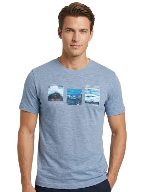 Image for Men's Brand Logo Printed Top,Dusty Navy