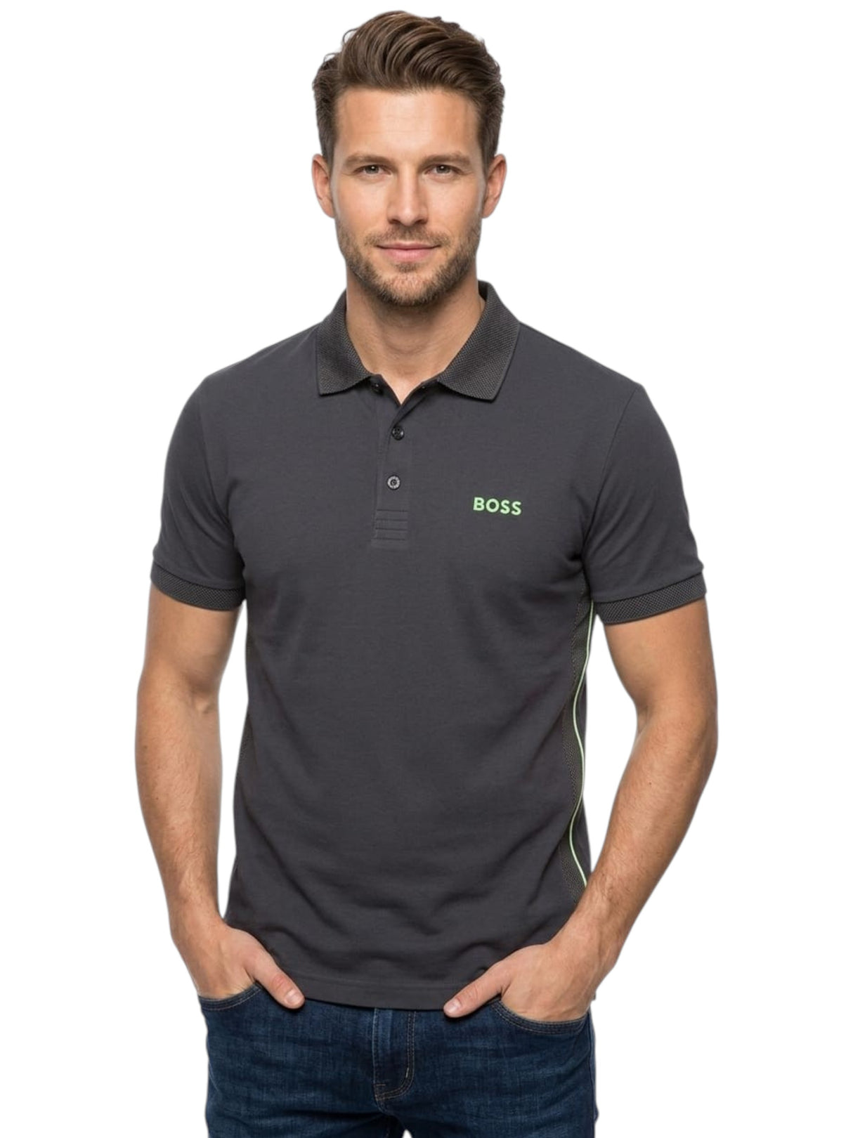 Image for Men's Brand Logo Printed Top,Dark Grey