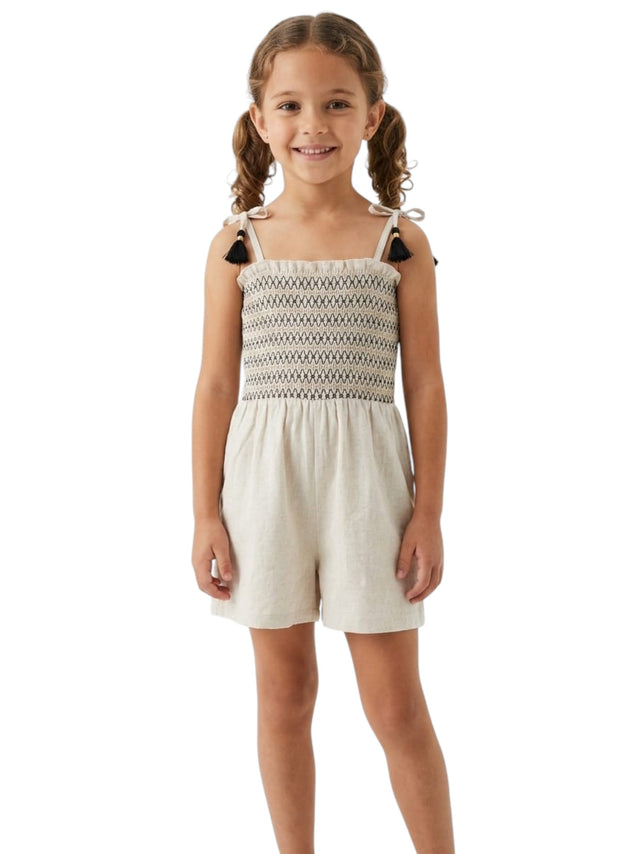 Image for Kids Girl's Textured Jumpsuit,Light Beige