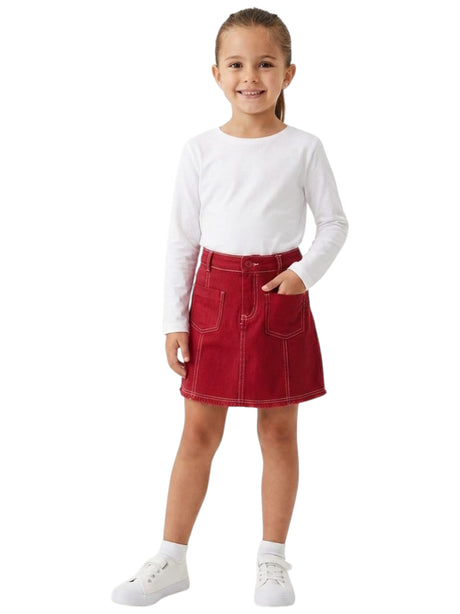 Image for Kids Girl's Plain Skirt,Red