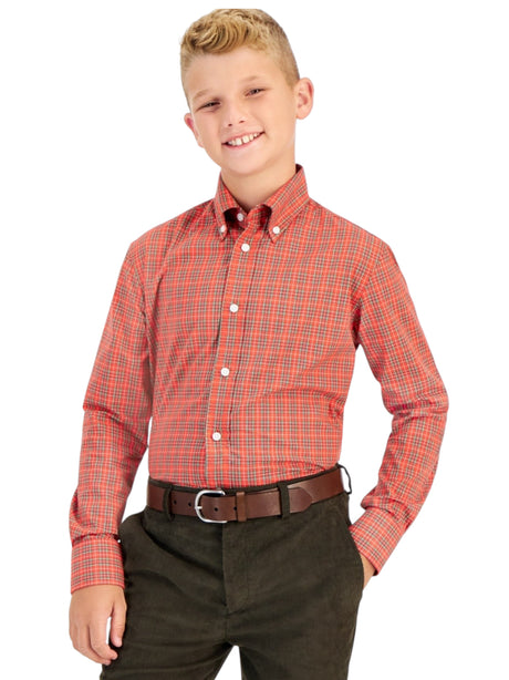 Image for Kids Boy's Plaid Dress Shirt,Red