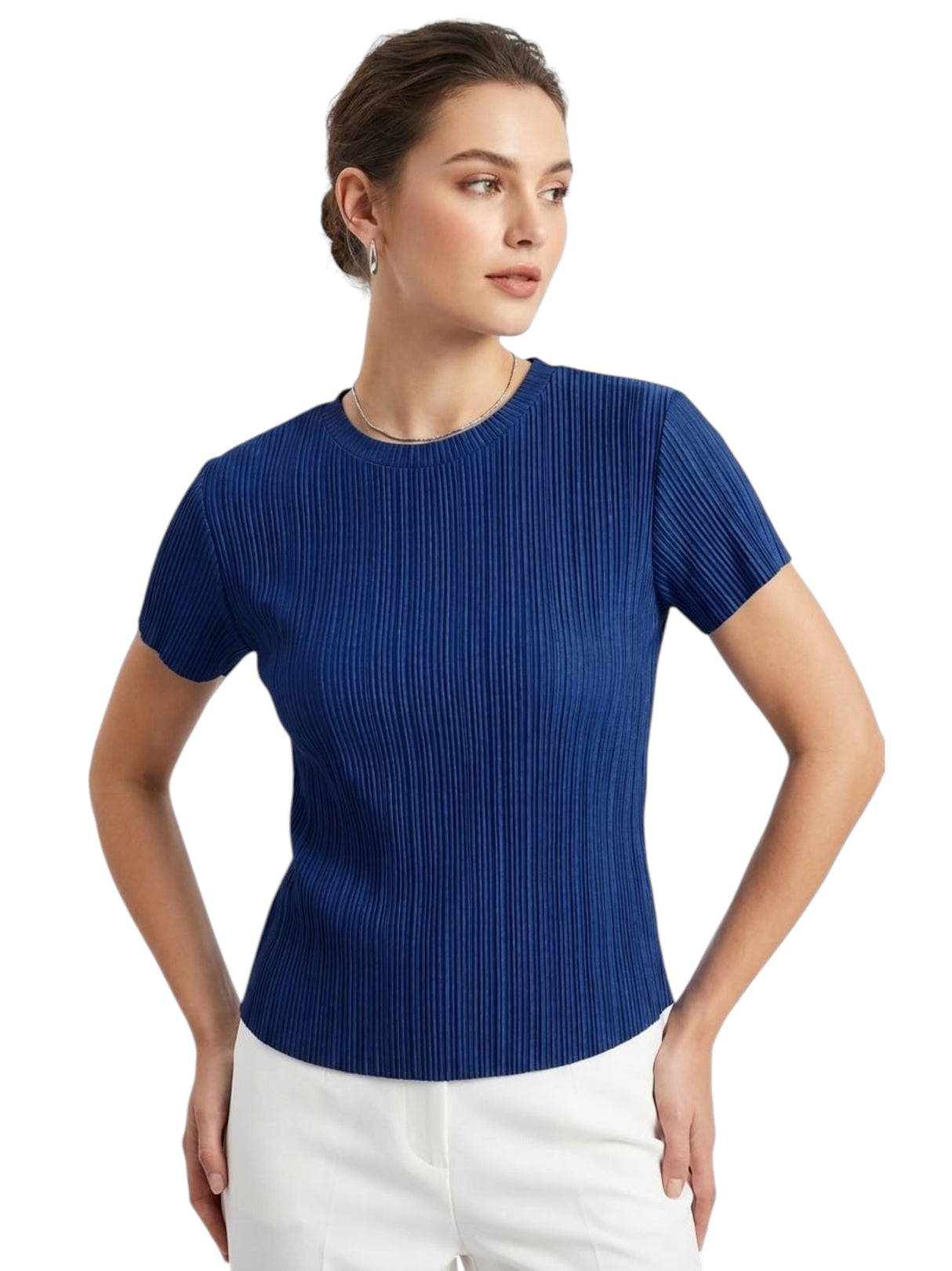 Image for Women's Ribbed Top,Indigo