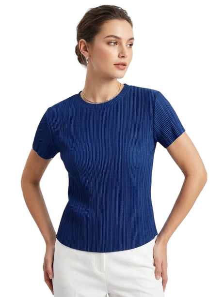 Image for Women's Ribbed Top,Indigo