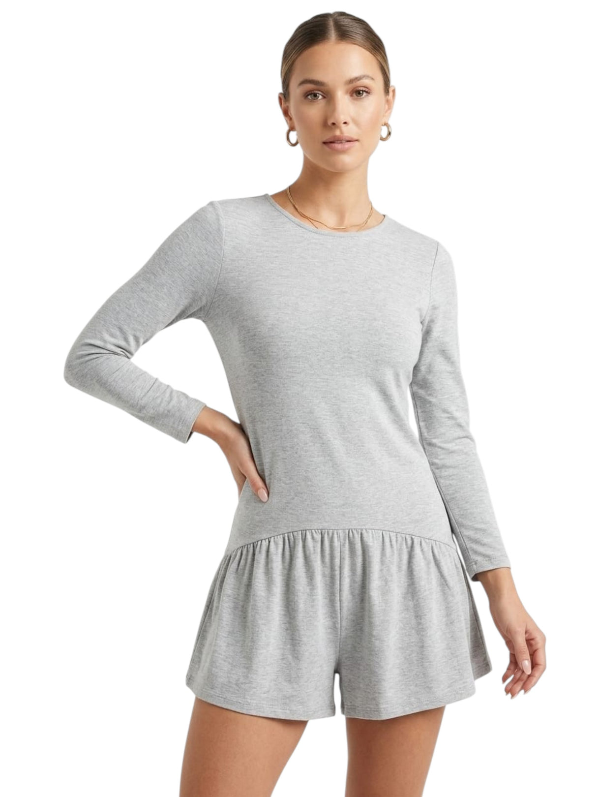 Image for Women's Plain Shorted Jumpsuit,Grey