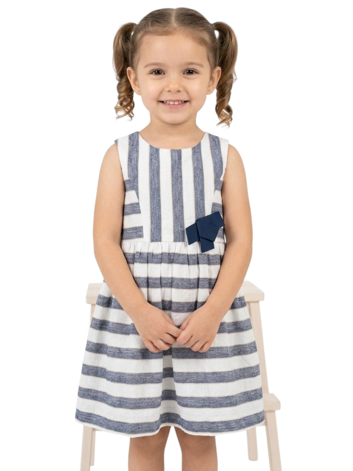 Image for Kids Girl's Blue Jeans Stripped Dess,White