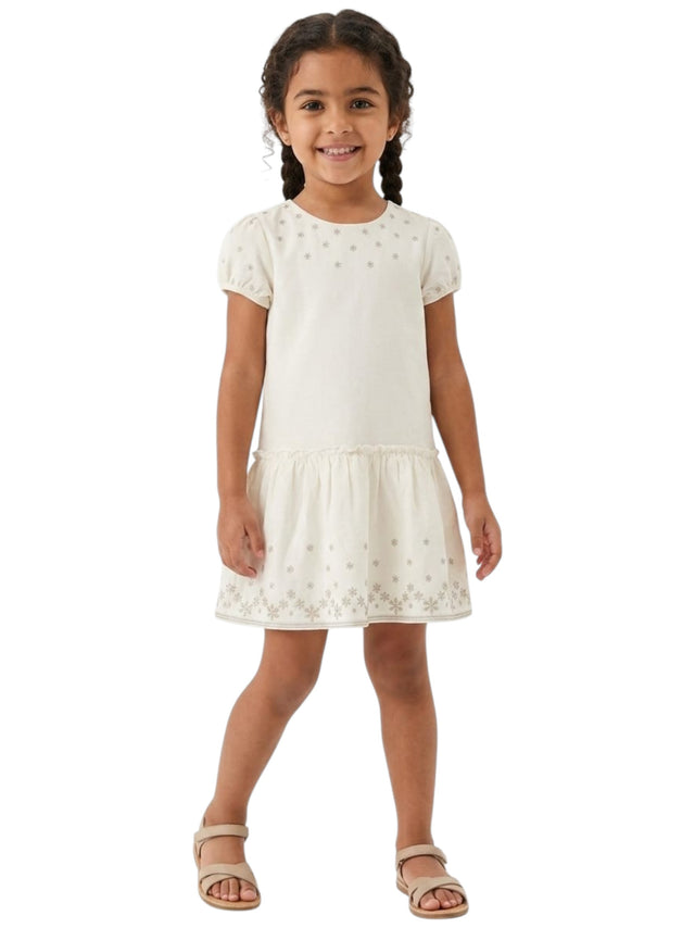 Image for Kids Girl's Stars Embroidered Dress,Off White