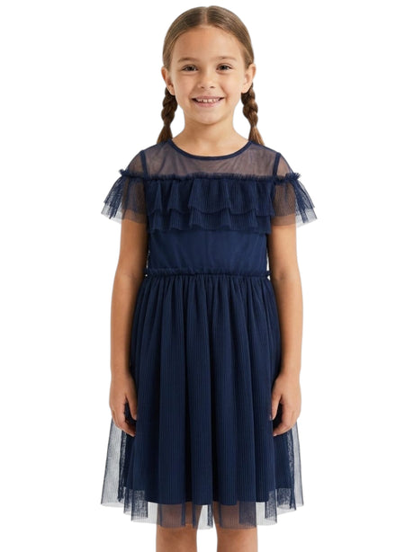 Image for Kids Girl's Ruffled Dress,Navy
