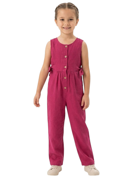 Image for Kids Girl's Plain Jumpsuit,Dark Pink