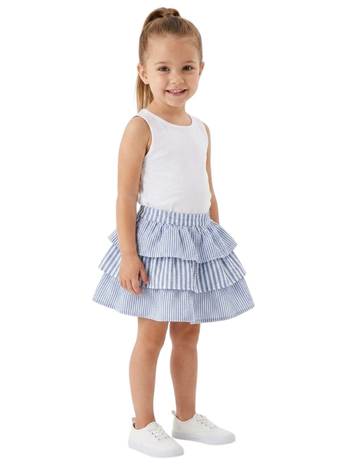Image for Kids Girl's Blue Striped Skirt,White/Blue