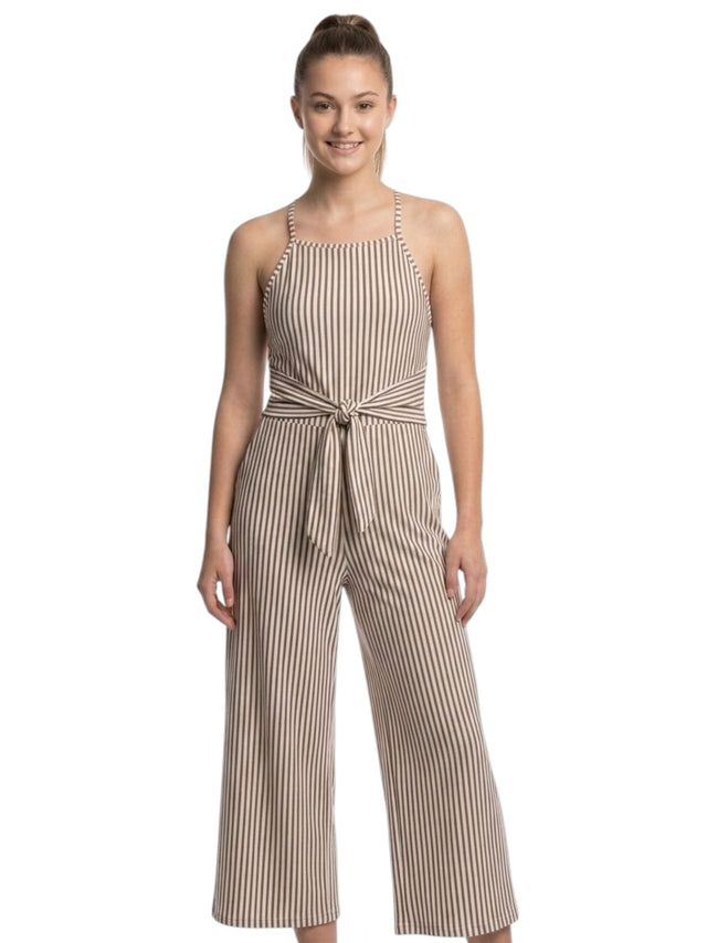 Image for Kids Girl's Brown Stripped Jumpsuit,White
