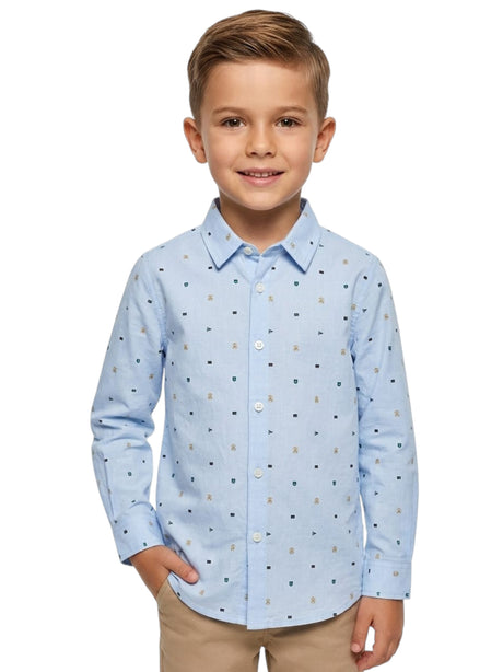Image for Kids Boy's Printed Dress Shirt,Blue