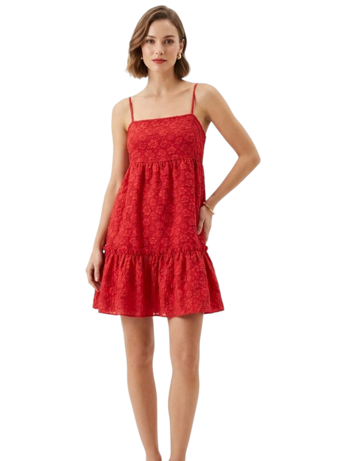 Image for Women's Floral Designed Dress,Red