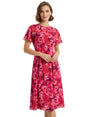 Image for Women's Printed Dress,Red Coral