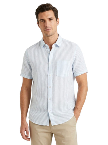 Image for Men's White Stripped Dress Shirt,Light Blue