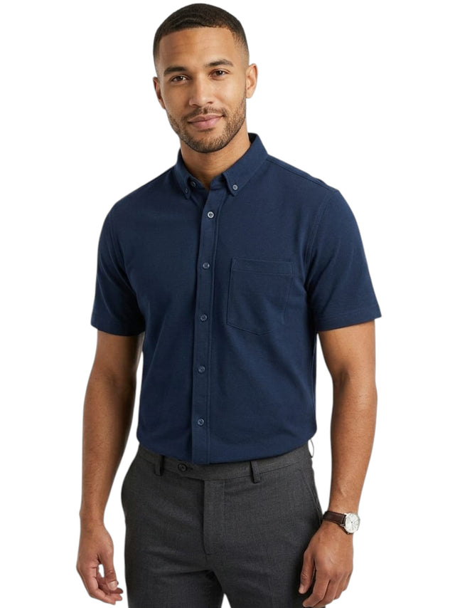 Image for Men's Textured Dress Shirt,Navy