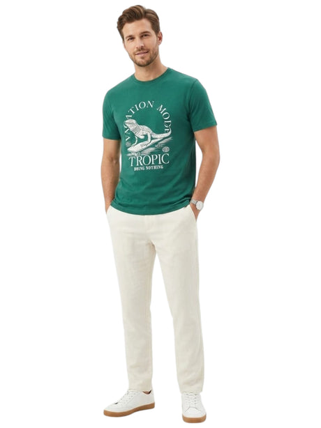 Image for Men's Printed Top,Dark Green