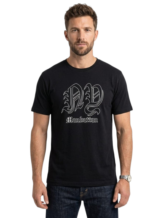 Image for Men's White Embroidered Top,Black