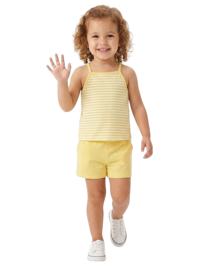 Image for Kids Girl's Stripped Set Top&Short,Yellow
