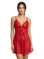 Image for Women's Mesh Sheer Sleepwear Robe & String,Red