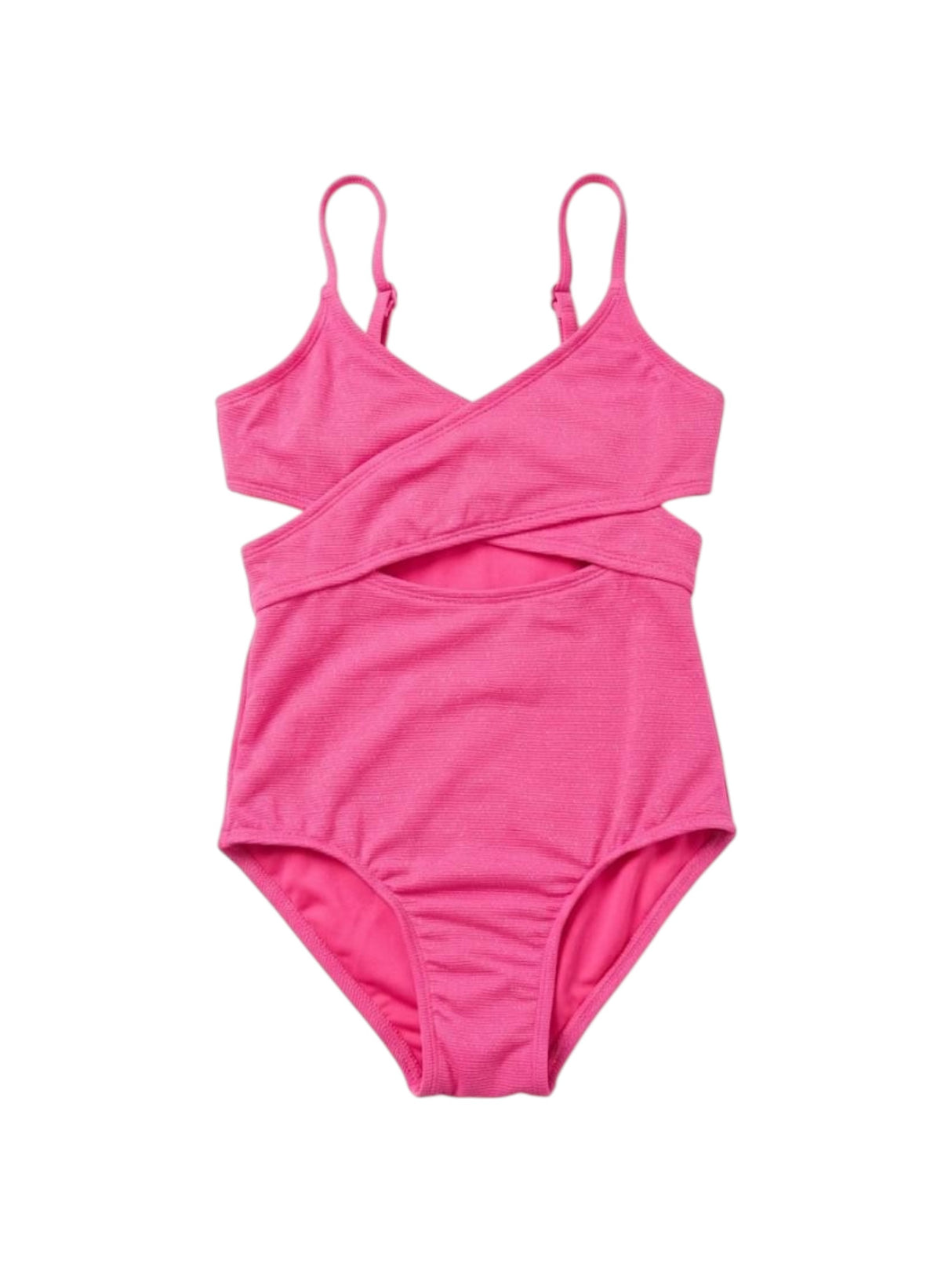 Image for Kids Girl's Shiny Ribbed One Pieces Open Swimsuit,Pink