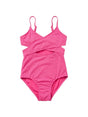 Image for Kids Girl's Shiny Ribbed One Pieces Open Swimsuit,Pink