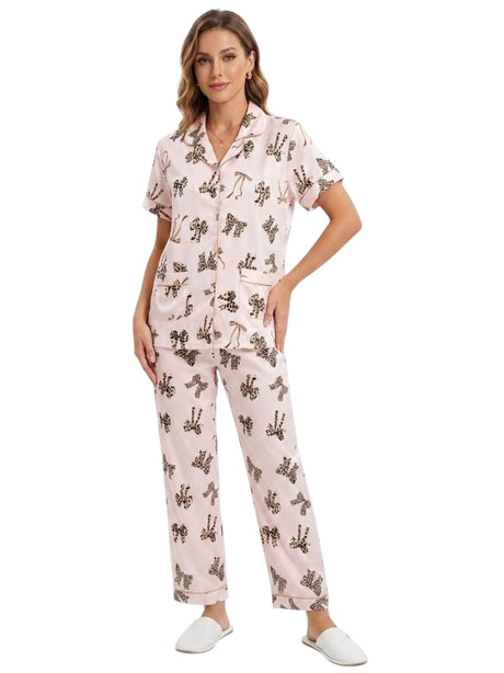 Image for Women's Printed Pajama Set,Light Pink