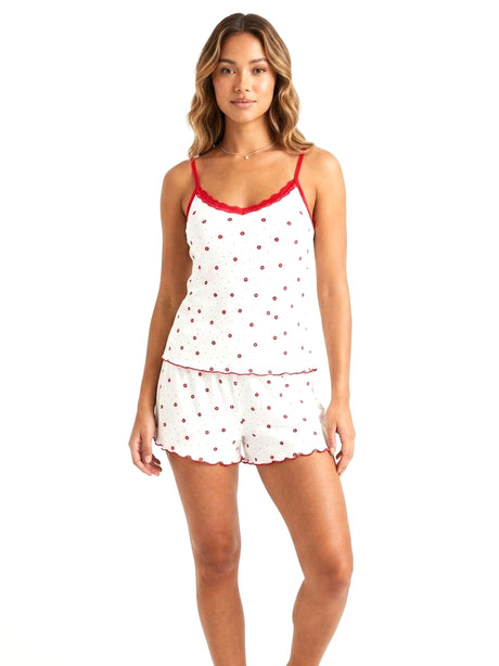 Image for Women's Red Printed Sleepwear Set,White