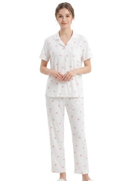 Image for Women's Printed Pajama Set,White