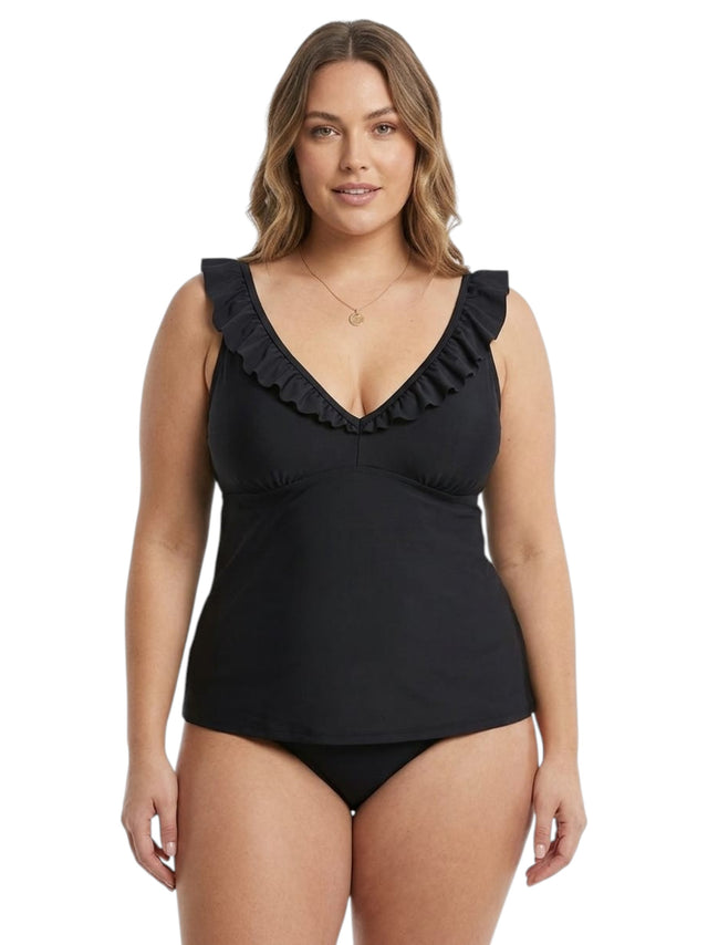 Image for Women's Ruffled Detail�Tankini Top,Black