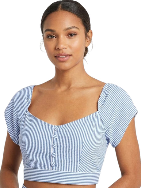 Image for Women's Striped One Pieces Tankini Top,Blue