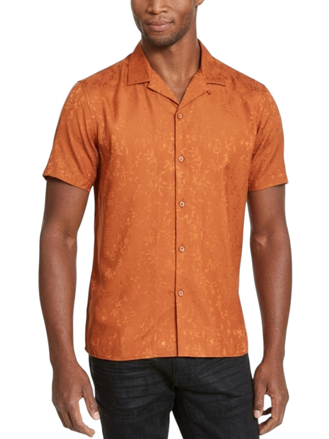 Image for Men's Floral Printed Dress Shirt,Burnt Orange