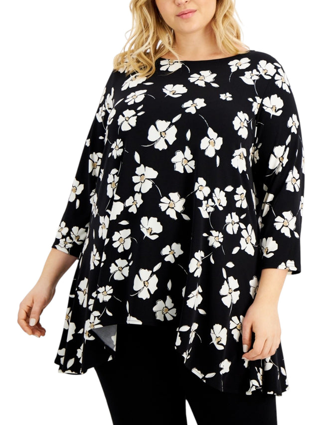 Image for Women's Floral Printed Top,Black