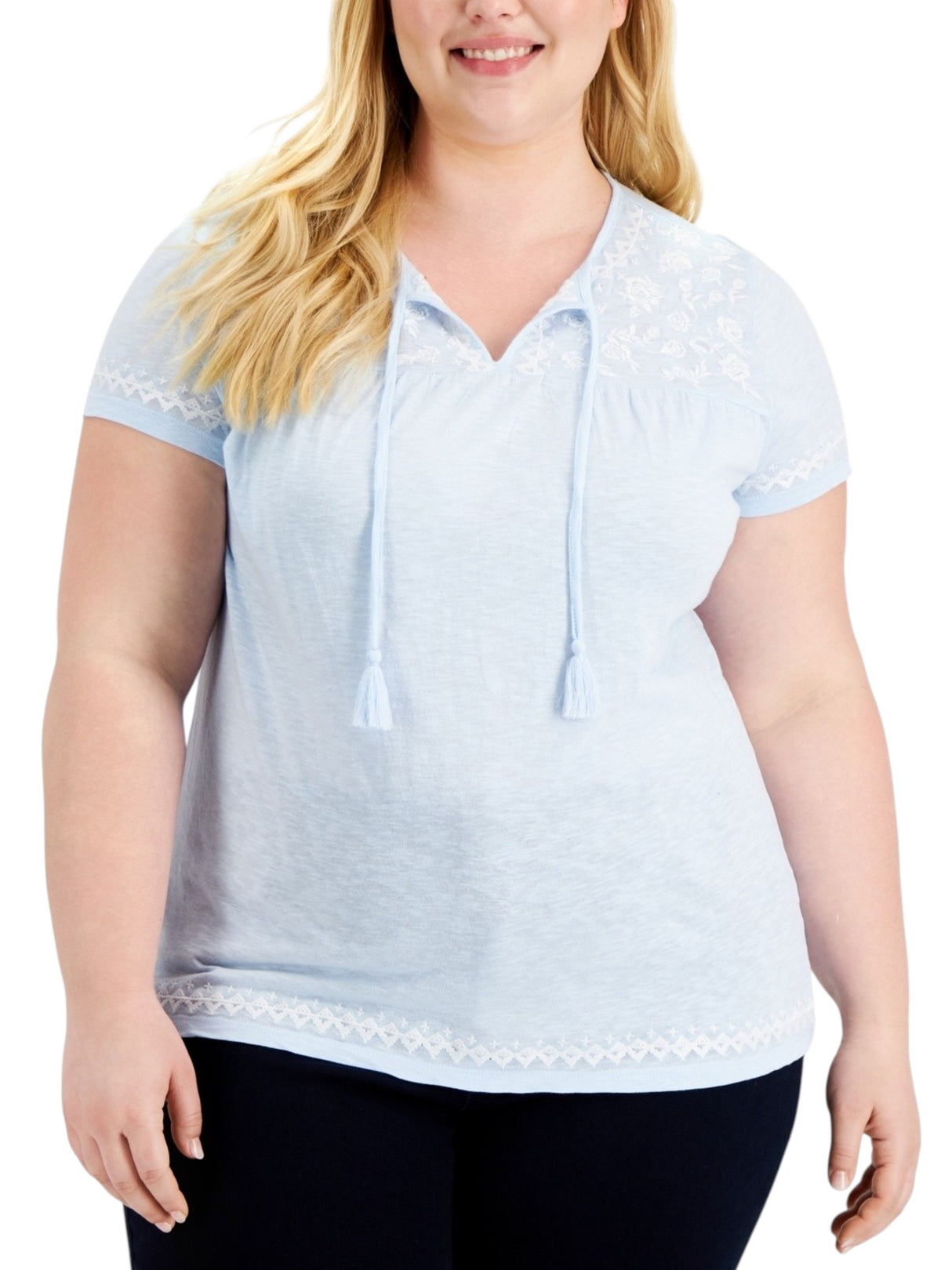 Image for Women's Floral Printed Top,Light Blue