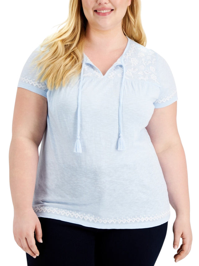 Image for Women's Floral Printed Top,Light Blue