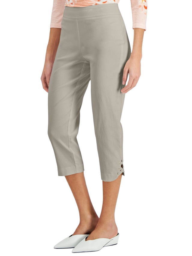 Image for Women's Plain Solid Classic Capri Pant,Beige