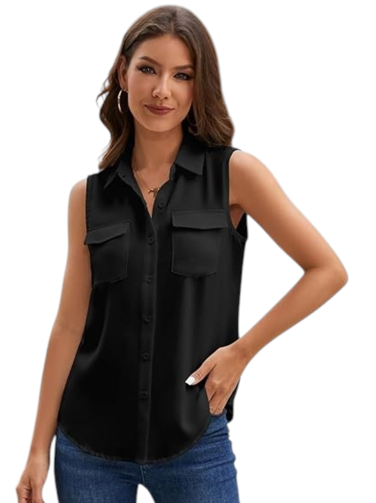 Image for Women's Plain Solid Chemise,Black