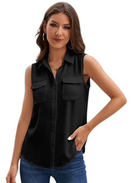 Image for Women's Plain Solid Chemise,Black