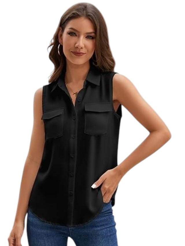 Image for Women's Plain Solid Chemise,Black