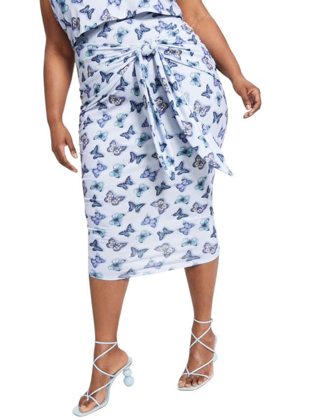 Image for Women's Butterfly Printed Skirt,Light Blue