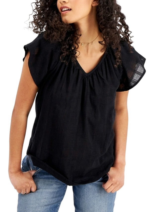 Image for Women's Knitted Sheer Top,Black