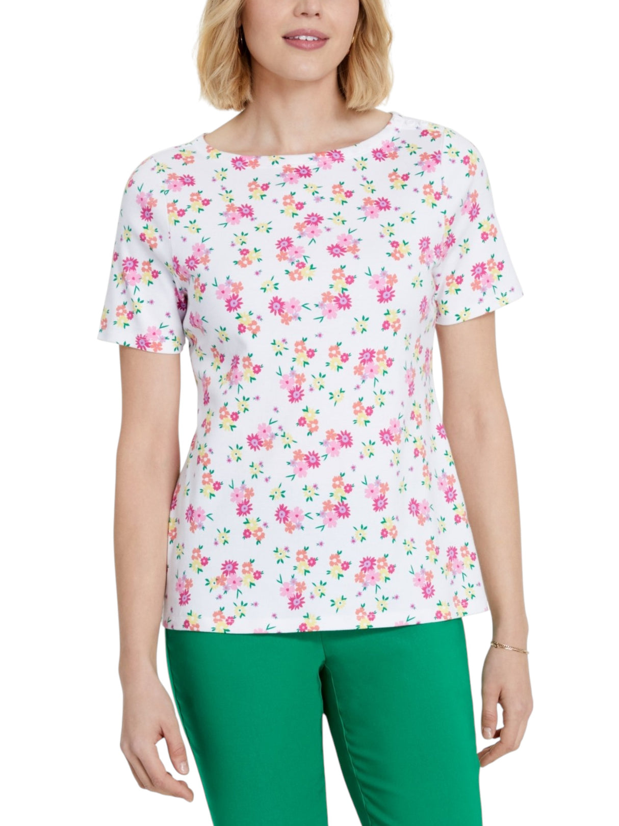 Image for Women's Floral Printed Top,White