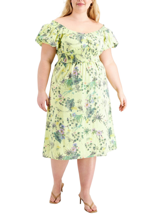 Image for Women's Floral Printed Dress,Yellow