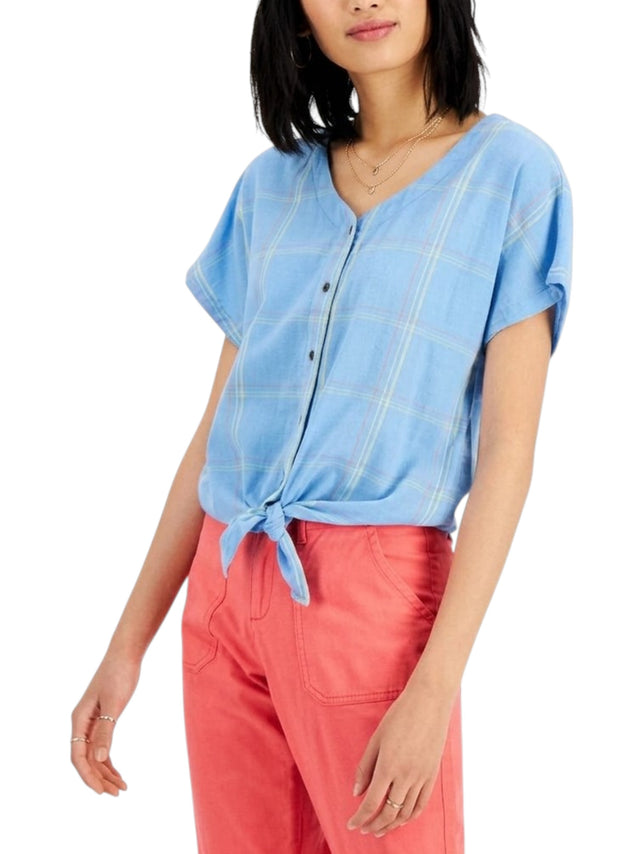 Image for Women's Plaid Chemise,Light Blue