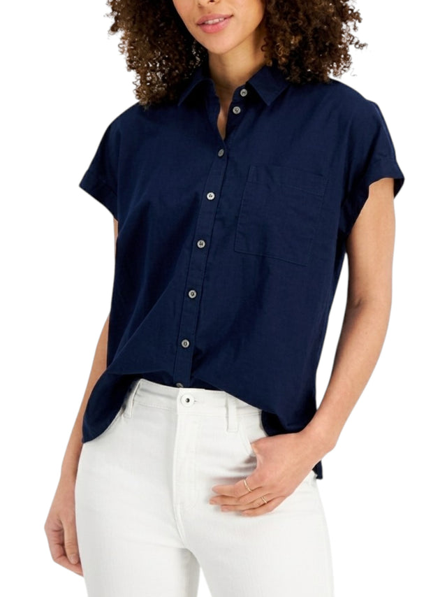 Image for Women's Plain Solid Chemise,Navy