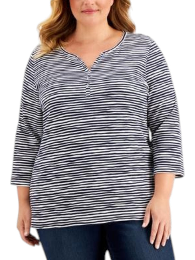 Image for Women's Striped Top,Navy/White
